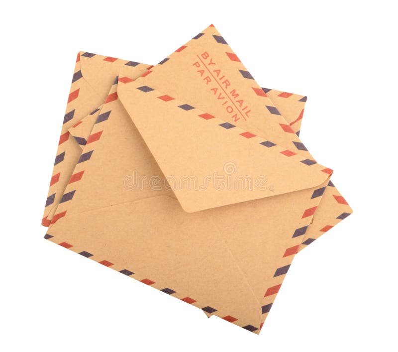 Brown Envelopes isolated. close up stock photography