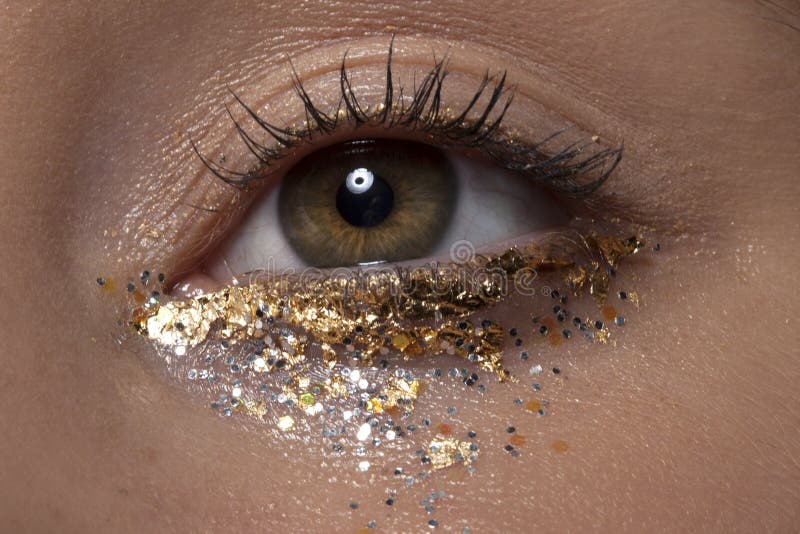 Glitter EyeShadow Closed Eye Stock Image Image of lashes, close