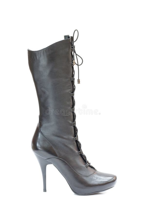 Brown female leather boot