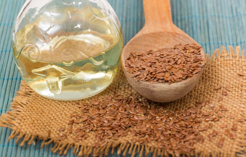 Brown Flax Seed and Linseed Oil Stock Image Image of container, acids