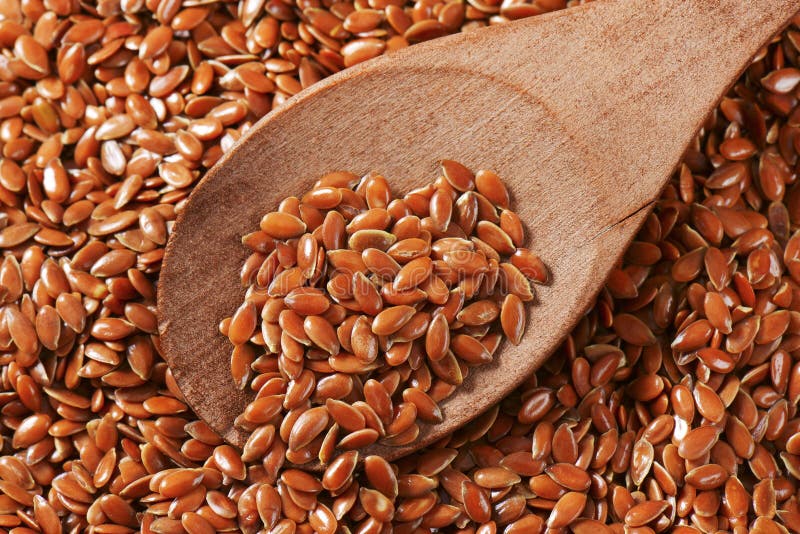 Brown flax seeds background