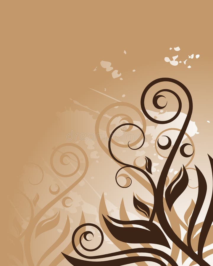 Brown floral background stock vector. Illustration of curve - 9817595