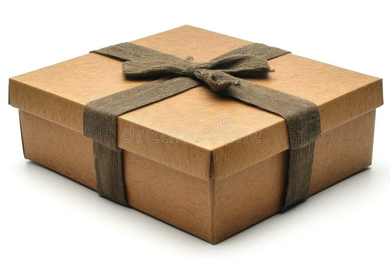 Elegant Brown Gift Box with Rustic Ribbon royalty free illustration
