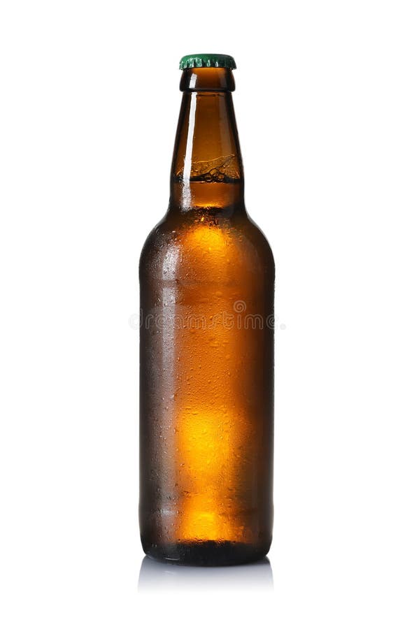 Brown Glass Bottle of Beer Isolated on White Stock Photo Image of