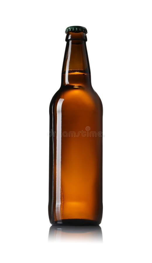 Brown Glass Bottle of Beer Isolated on White Stock Photo Image of
