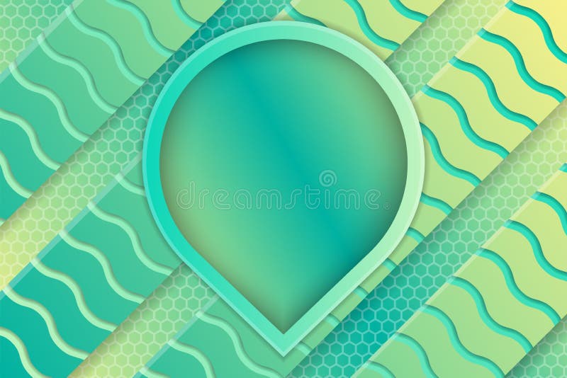 Soft green and blue gradient colors of horizontal background with transparency of hexagon and wave pattern stock illustration