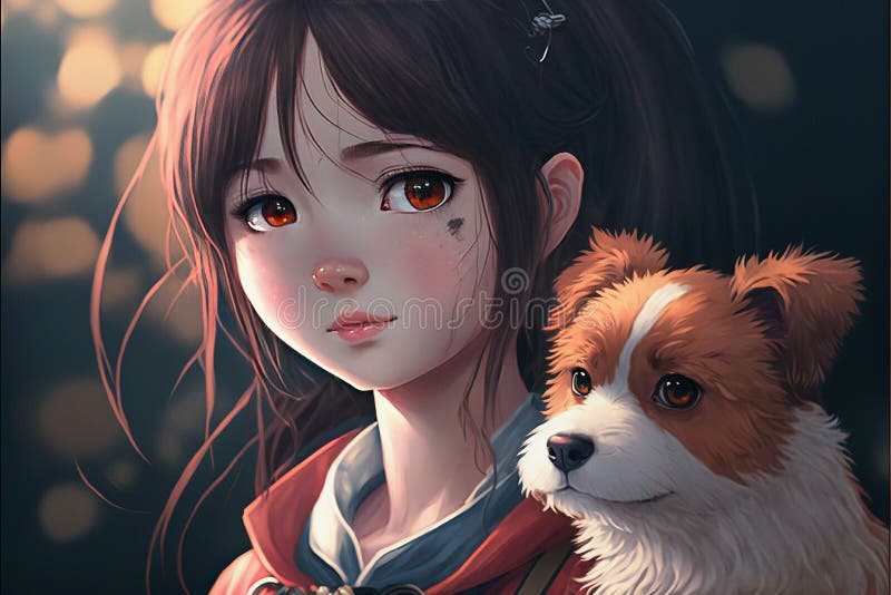 Winter Pretty Brown Hair Anime Girl Stock Illustration 2312201263