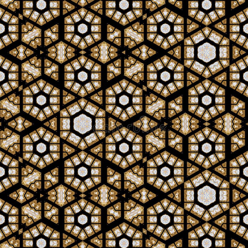 Brown hexagonal continuous pattern in jewellery elements stock illustration