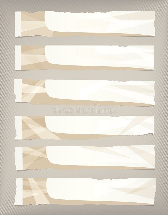 Brown Horizontal Paper Banners Sticked on Striped Wall Stock Vector
