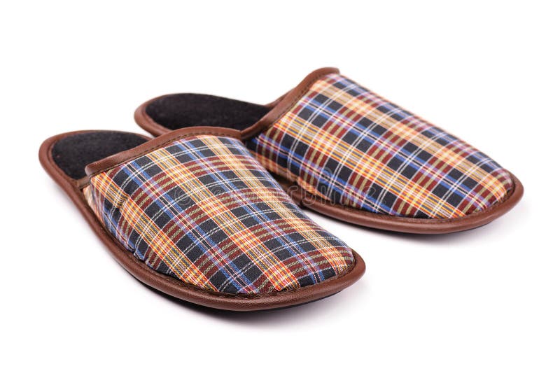 Brown house slippers stock photo
