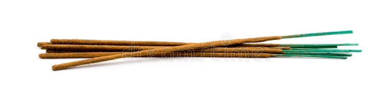 Brown indian incense aroma sticks isolated on white background