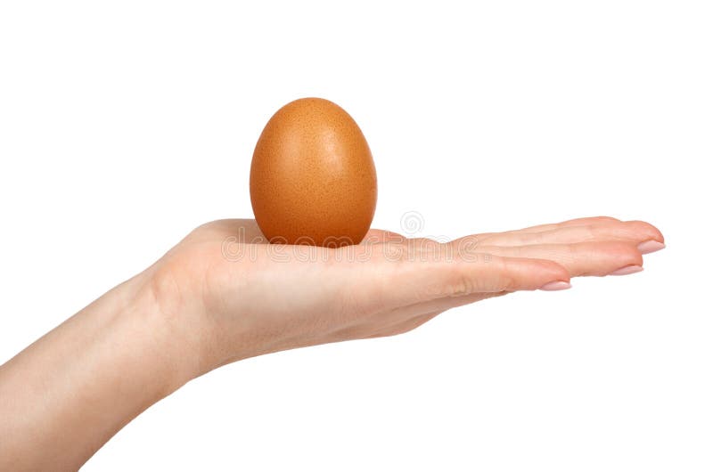 Brown kurczaka organicznie jajka w ręce pojedynczy białe tło Odżywcza i proteinowa rezerwa