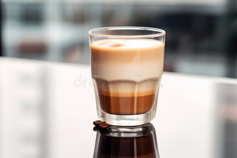 Brown latte in a glass, a delicious morning beverage stock illustration
