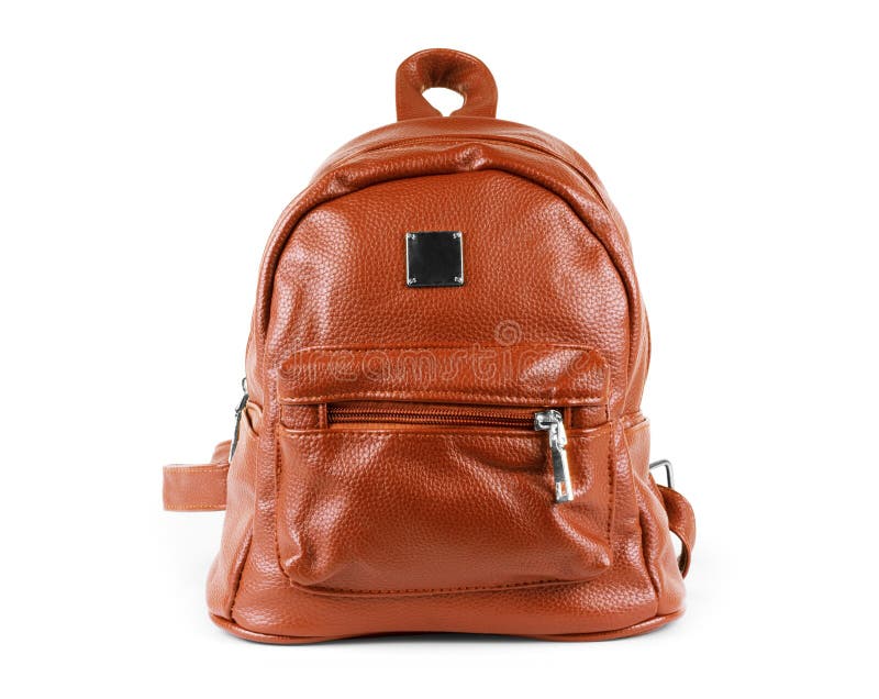 Brown Leather Backpack Isolated on White Stock Photo Image of