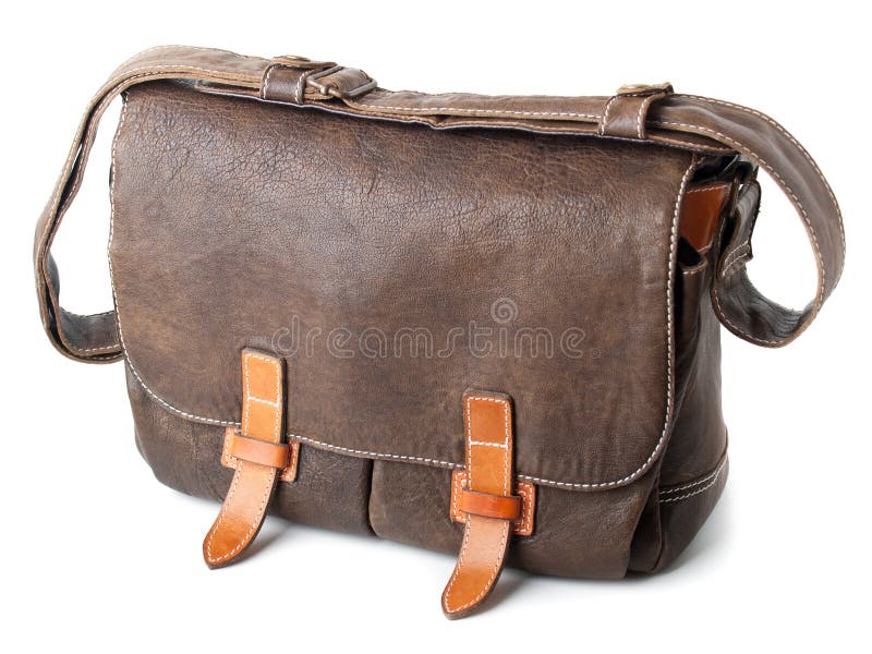 Brown leather bag isolated