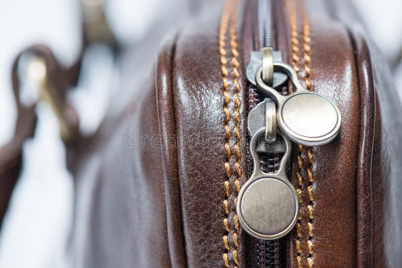 Brown Leather Bag with Zipper Stock Photo Image of fancy, store 79003988