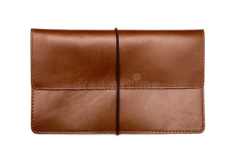 Brown leather clutch bag