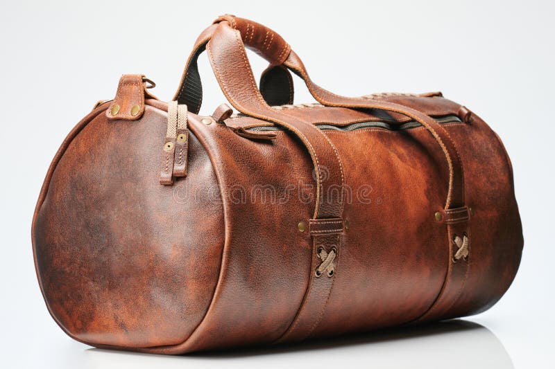 Brown leather luggage bag stock image. Image of case 208161643