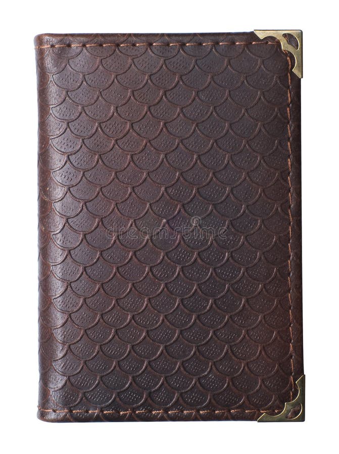 Brown leather notebook stock photo