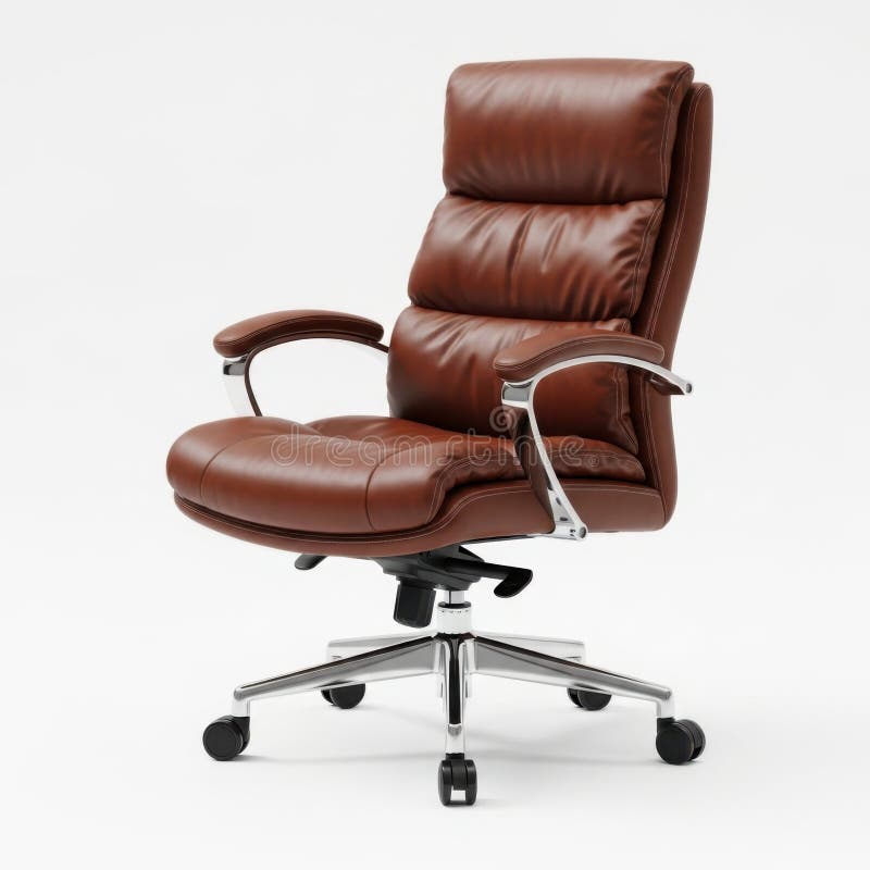 Brown leather office chair stock illustration