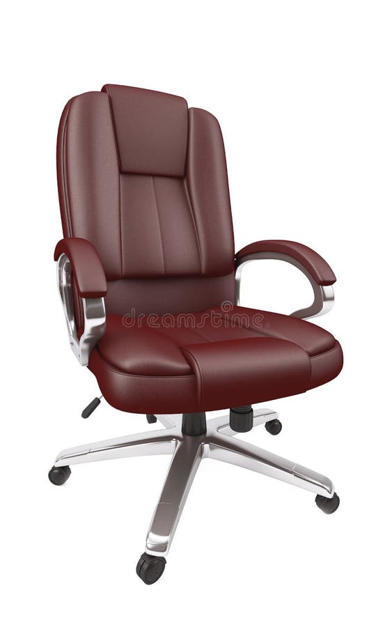 Brown leather office chair on white vector illustration