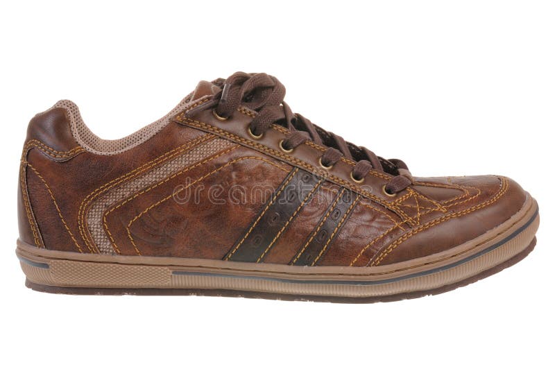 Brown leather shoe stock image. Image of rubber, fashion 13011579