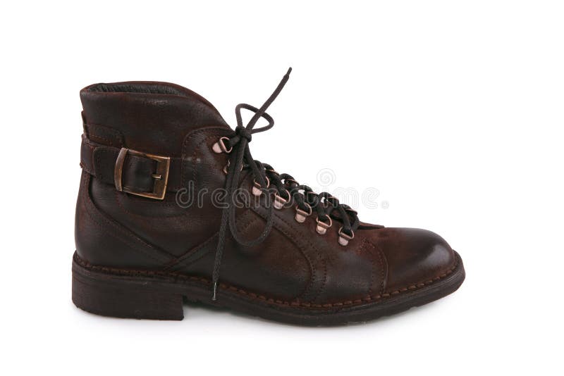 Brown leather shoes stock image. Image of shoelaces, side - 16785655