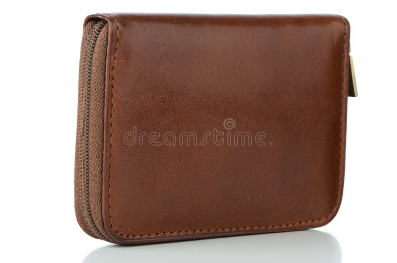 Brown leather wallet stock photography