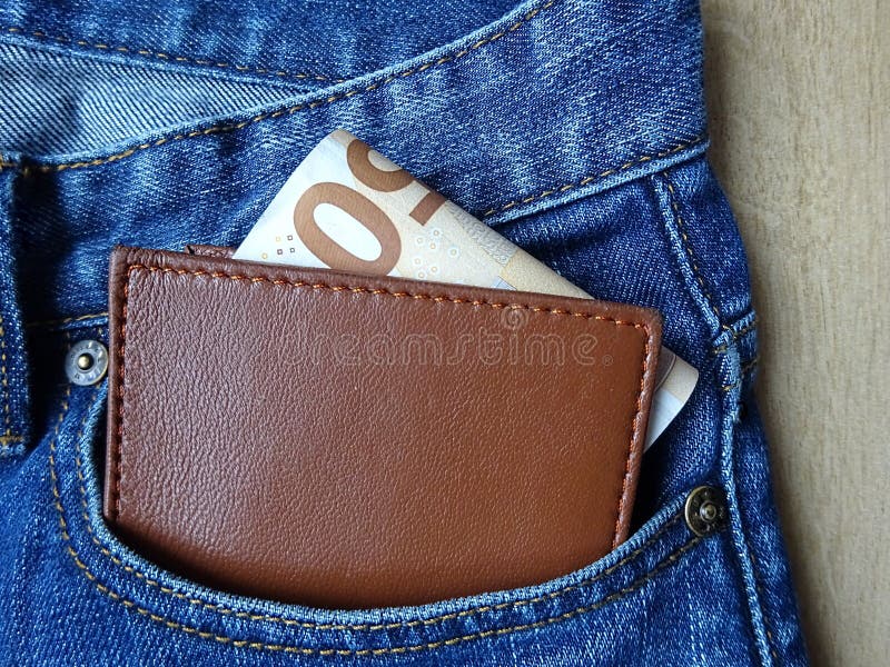 Brown Leather Wallet With Euro European Paper Money Banknotes In Hand Stock Image - Image of ...