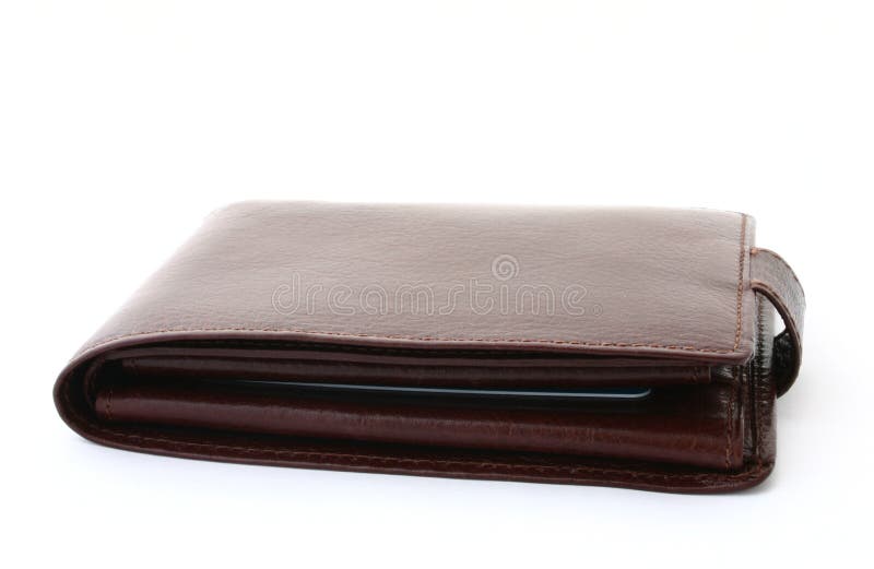 Brown leather wallet, background is pure white. Brown leather wallet, background is pure white