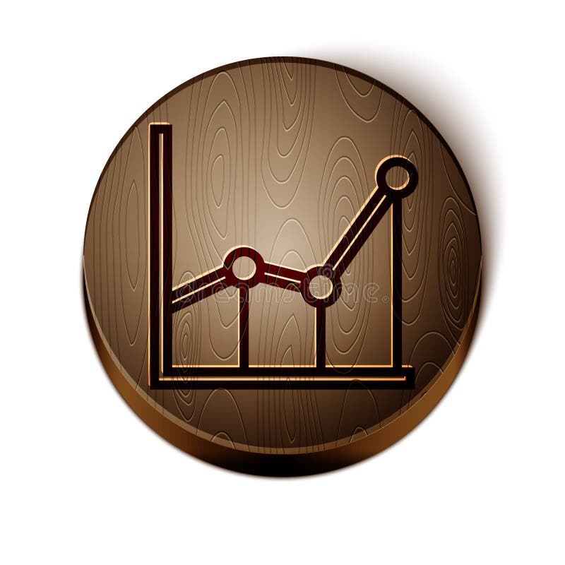 Brown line Sigma symbol icon isolated on white background. Wooden circle button. Vector stock illustration