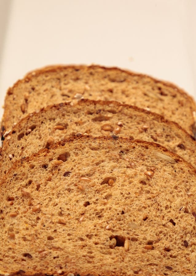 Brown Multigrain Bread Slices on a White Plate Stock Image Image of