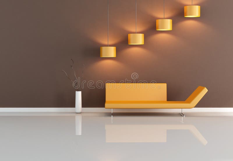 Brown and Orange Living Room Stock Illustration Illustration of
