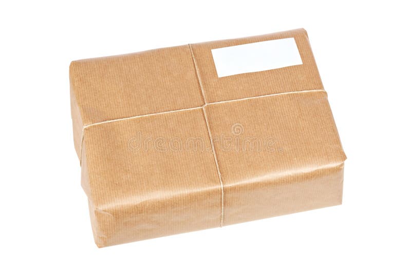 Brown Package with Blank Label Stock Image Image of isolated