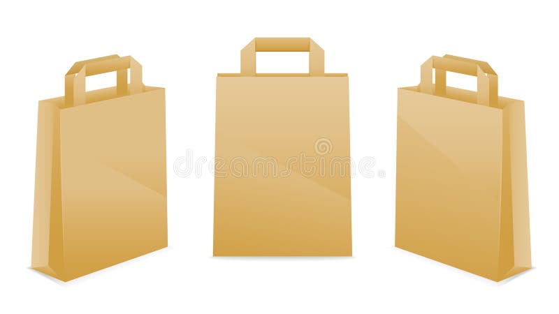 Brown Paper Bag Icons vector illustration