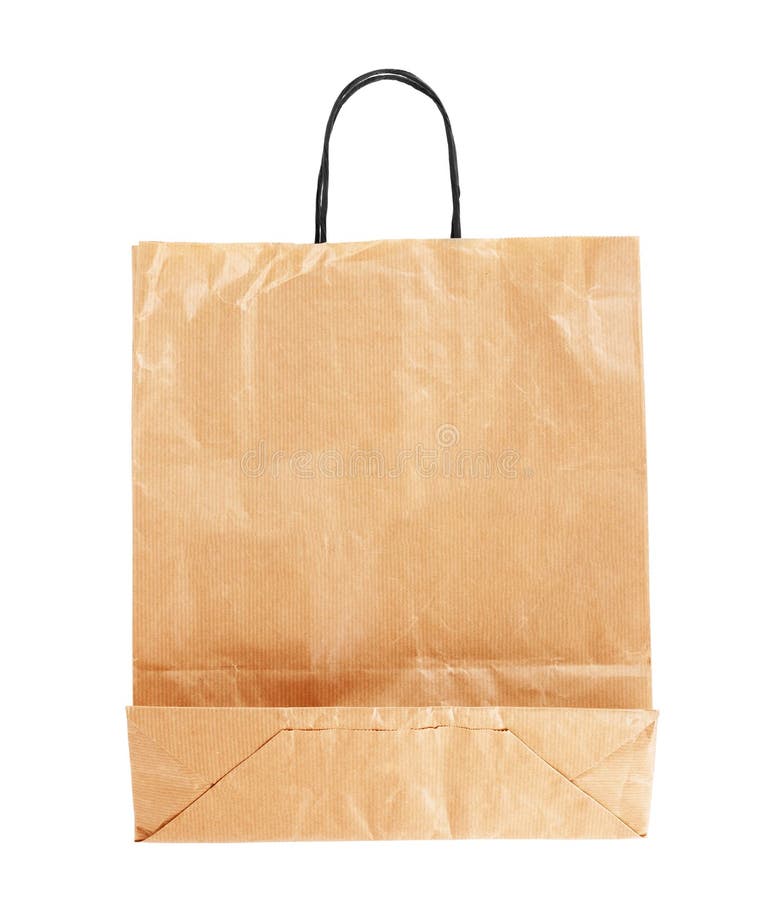 Brown Paper Bag Isolated on White Background Stock Image Image of