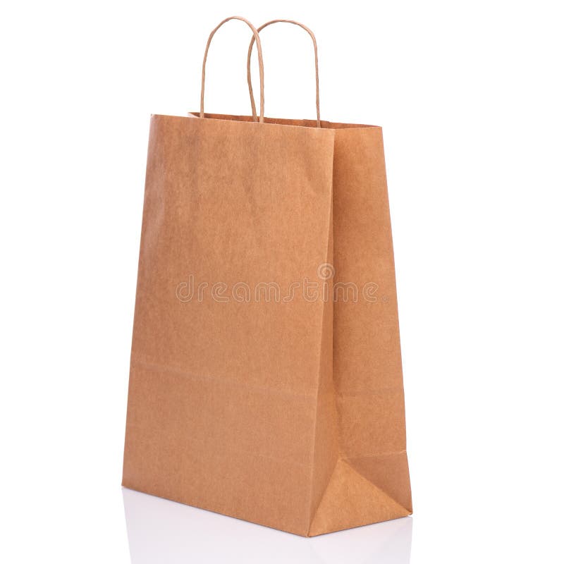 Brown paper bag on white stock image. Image of isolated 150393891