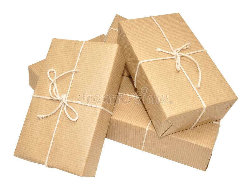 Brown Paper Covered Parcels Tied with String Stock Photo Image of