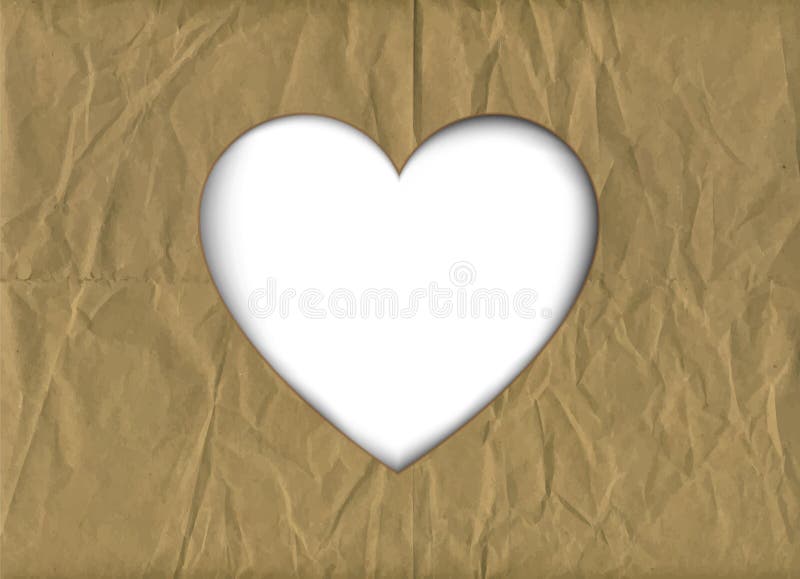 Brown paper heart cutout vector illustration