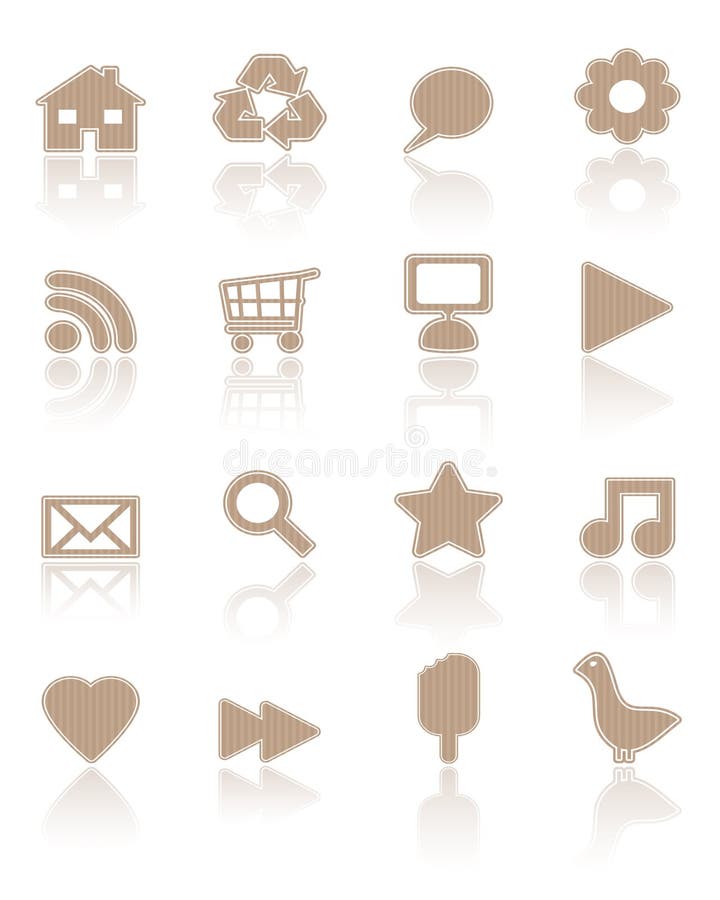 Brown paper icons, set 1 vector illustration