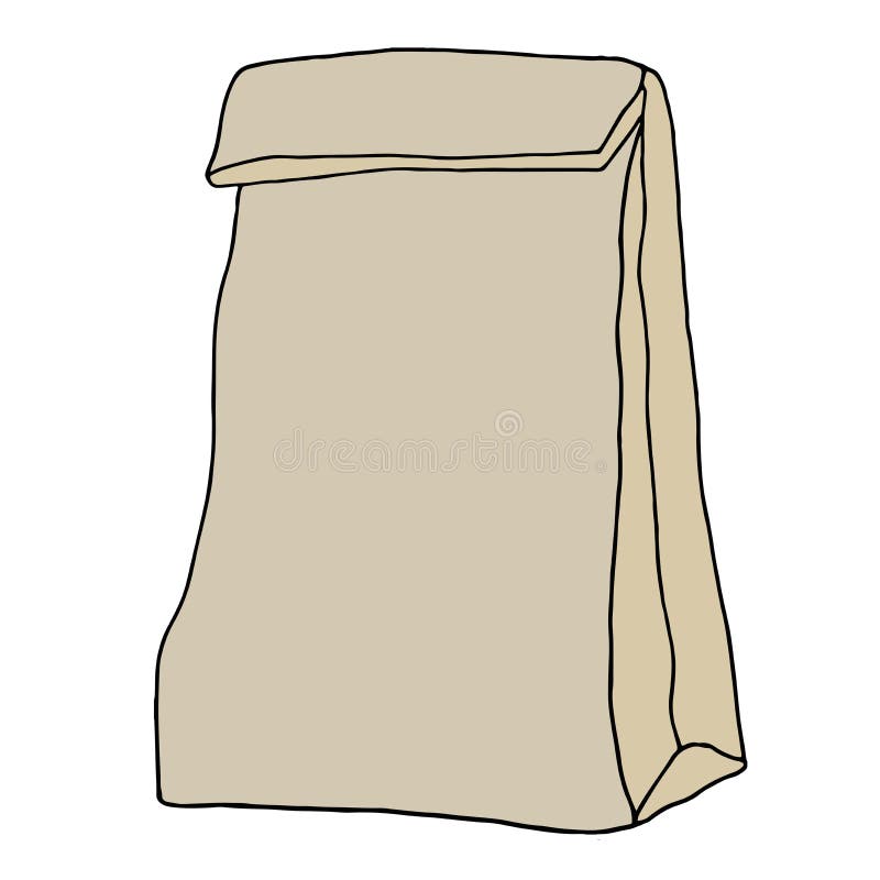 Brown Paper Lunch Bag. Hand Drawn Sketch Stock Vector - Illustration of ...