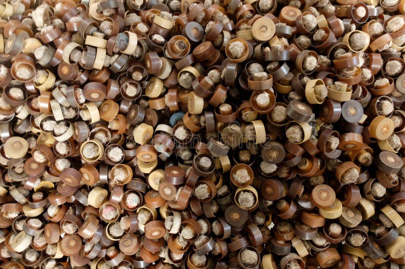 Brown plastic lids For preparing mushrooms royalty free stock photography