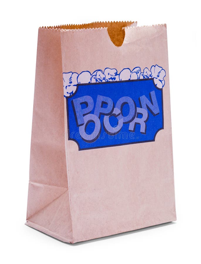 Brown Popcorn Bag stock image. Image of food, open, upright 268050389