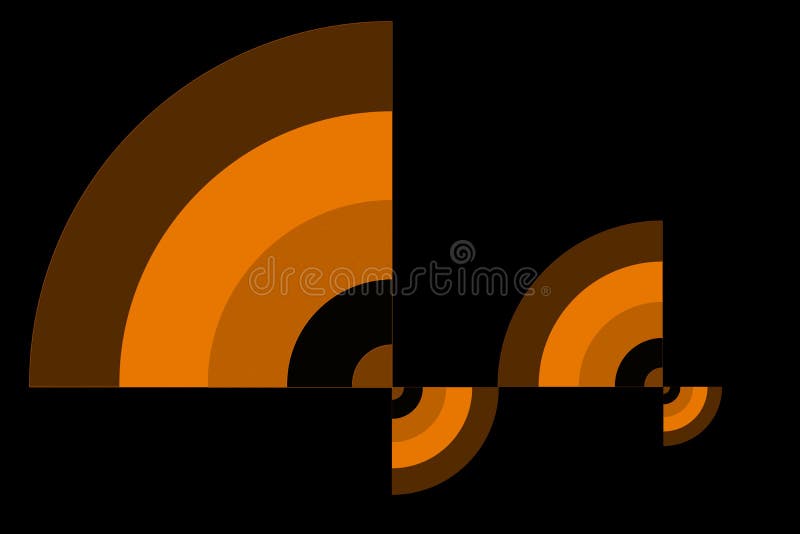 Brown Quarters of Circles on a Black Background Stock Illustration