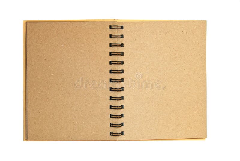 Brown recycle paper notebook open isolated