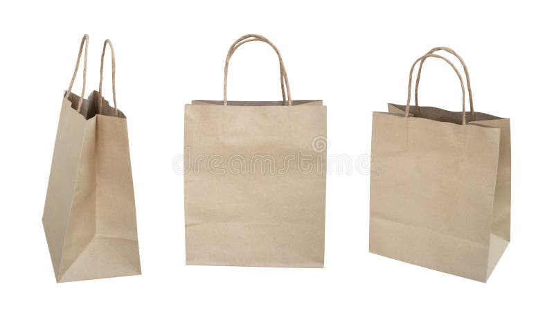 Brown Recycled Paper Grocery Bag Over White Stock Photo - Image of ...