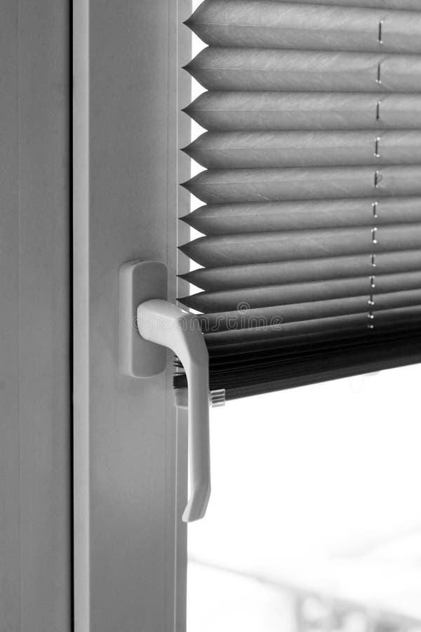 Brown Roller Blinds on the Window, Black and White Stock Image Image