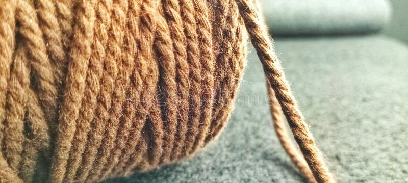 Brown Rope ball on table royalty free stock photography.