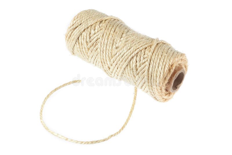 Brown rope hank of twine isolated. stock photography