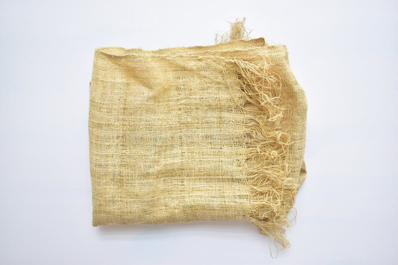 Brown sackcloth texture background, folded burlap fabric textile for design stock images